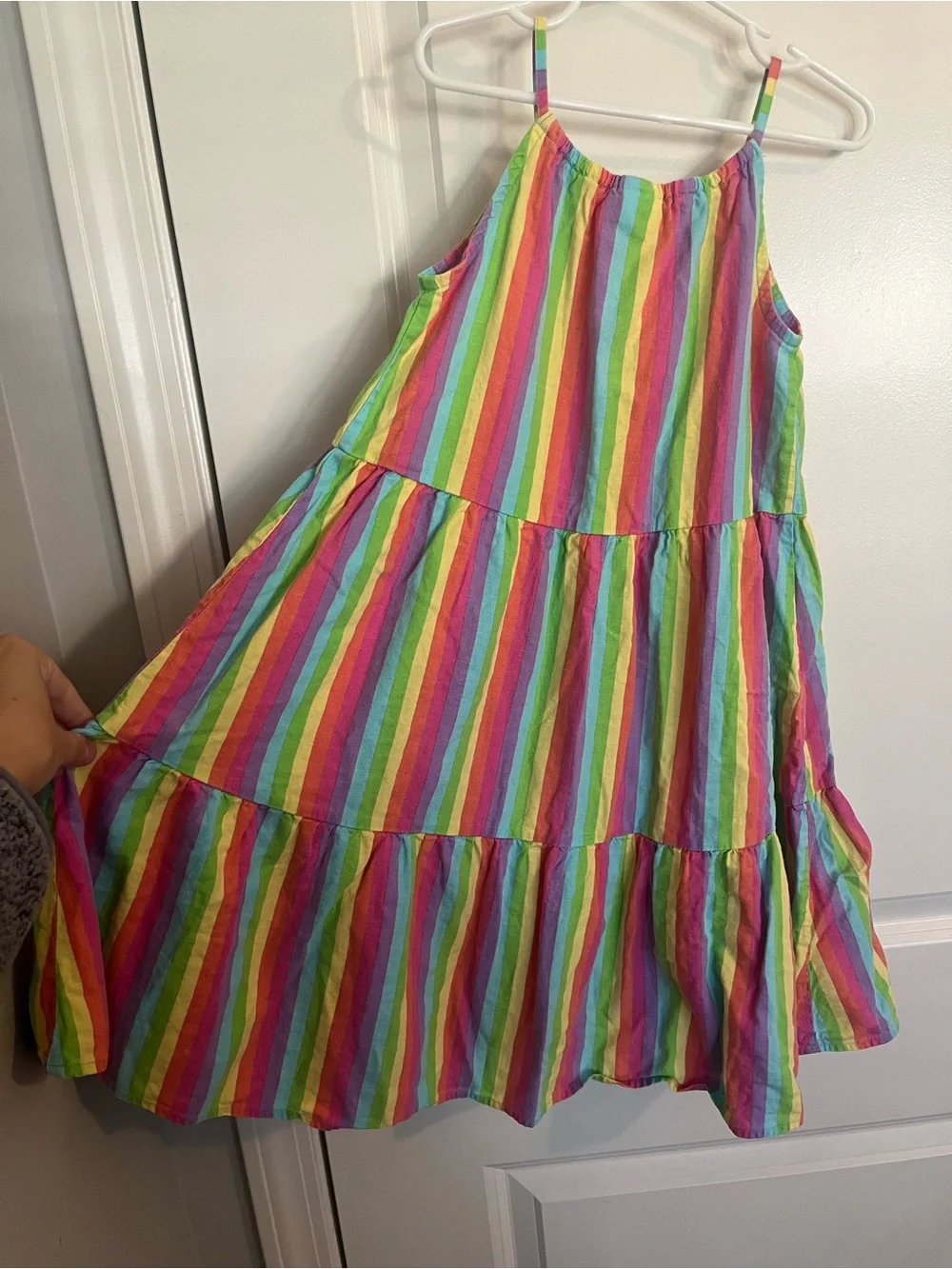 Gymboree Girls' Rainbow Stripe Tiered Spaghetti Strap Dress